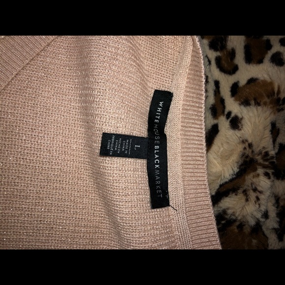 White House Black market cold shoulder light pink and gold sweater size large - Picture 5 of 5